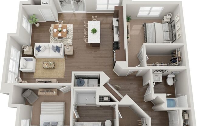 2 beds, 2 baths, 1,282 sqft, $2,685, Unit 309W