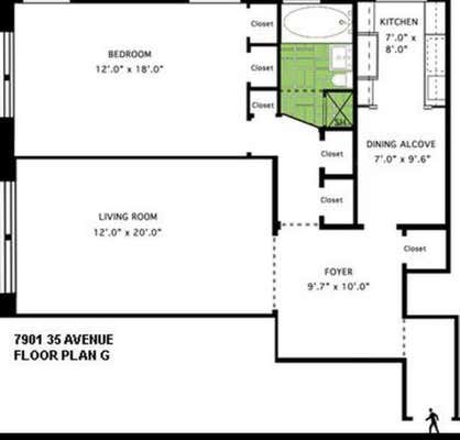 1 bed, 1 bath, 900 sqft, $2,300, Unit 6G