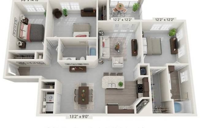3 beds, 2 baths, 1,345 sqft, $2,535, Unit 2250-402
