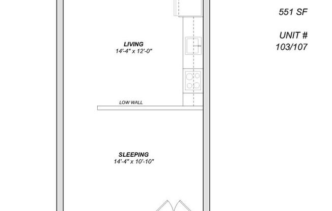 Studio, 1 bath, 537 sqft, $1,625, Unit 103