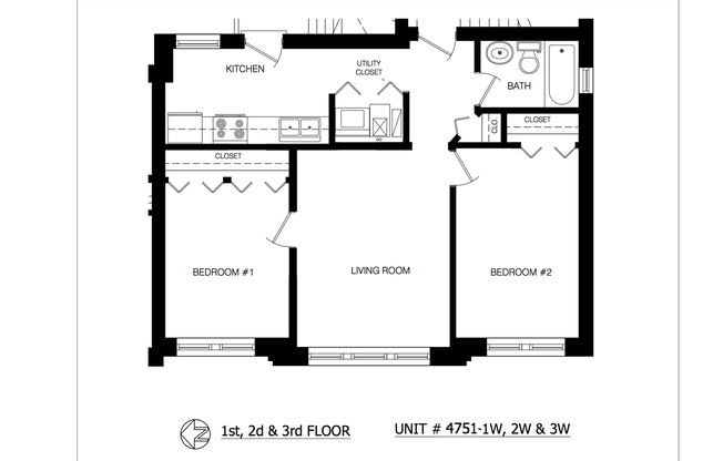 2 beds, 1 bath, $1,800, Unit 4751 #1W