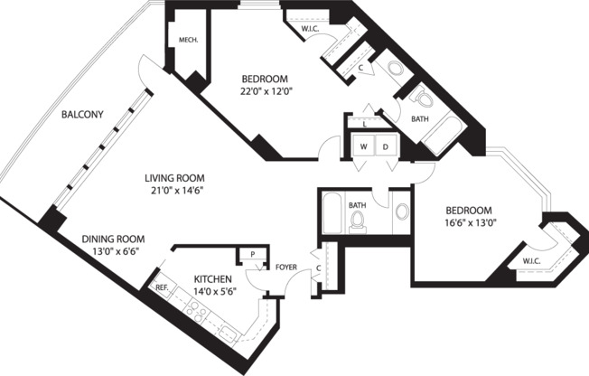 2 beds, 2 baths, 1,225 sqft, $3,517, Unit 1013