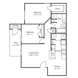 2 beds, 1 bath, 890 sqft, $2,656