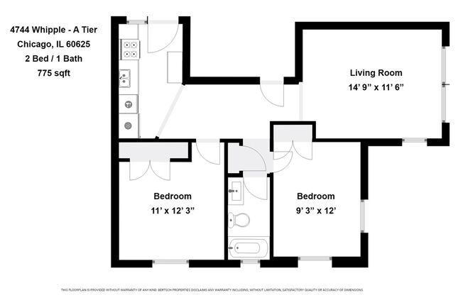 2 beds, 1 bath, 775 sqft, $1,895, Unit 4744-3A