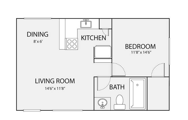 1 bed, 1 bath, 540 sqft, $1,199