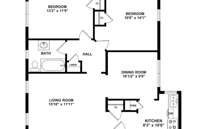 2 beds, 1 bath, 832 sqft, $1,365