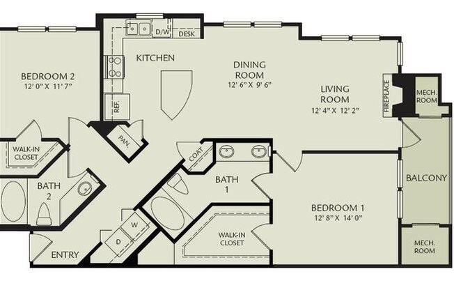 2 beds, 2 baths, 1,148 sqft, $2,555