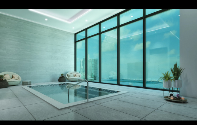 Luxurious & Relaxing Grand Station Spa | Spacious Living Room Area with Awe-inspiring Views |  Apartments for Rent in Downtown Miami | Grand Station