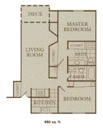 2 Bed, 2 Bath, 900 sq. ft.