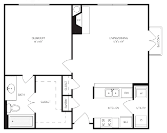 1 bed, 1 bath, 739 sqft, $1,525