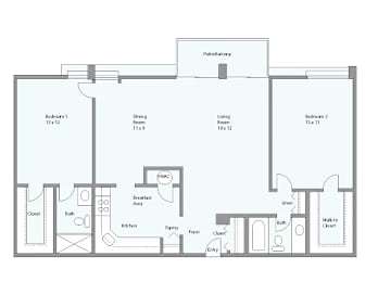 2 beds, 2 baths, 1,307 sqft, $2,371