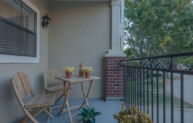 outdoor private balcony/patio at Residences of Preston Park, Plano apartments