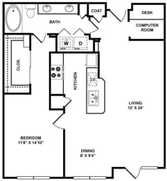 1 bed, 1 bath, 947 sqft, $2,124
