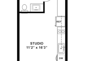 Studio, 1 bath, 325 sqft, $1,100, Unit 221