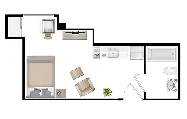 Studio, 1 bath, 280 sqft, $1,195, Unit 712