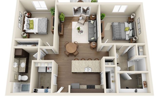2 beds, 2 baths, 1,044 sqft, $1,345, Unit 203