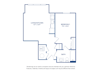 1 bed, 1 bath, 570 sqft, $3,109