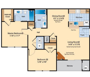2 beds, 2 baths, 980 sqft, $2,071