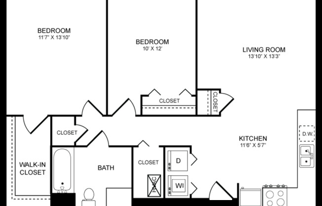 2 beds, 1 bath, 826 sqft, $1,300, Unit 151