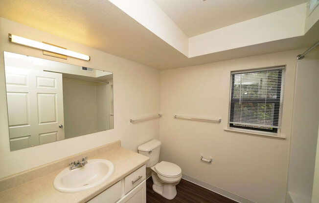 a renovated bathroom with a window