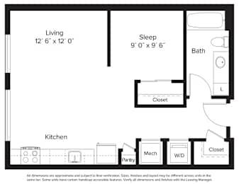 Studio, 1 bath, 536 sqft, $1,785