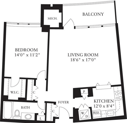 1 bed, 1 bath, 785 sqft, $2,524