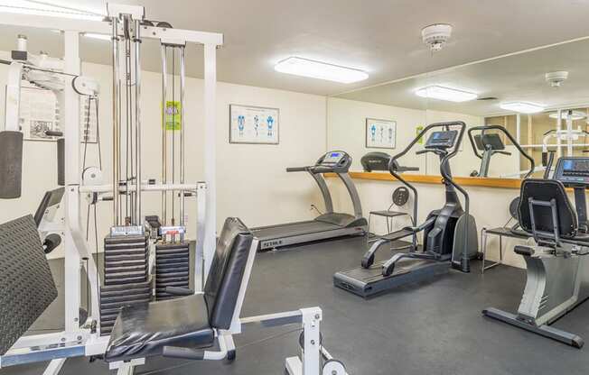 The Springs fitness center with weight stations and fitness equipment