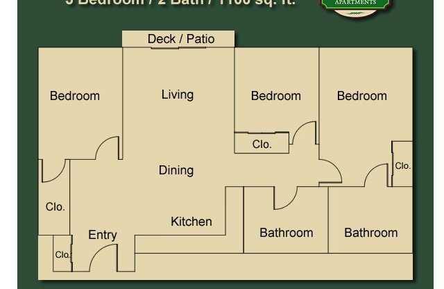 3 beds, 2 baths, 1,100 sqft, $1,450, Unit B105