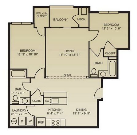 2 beds, 2 baths, 1,018 sqft, $1,675