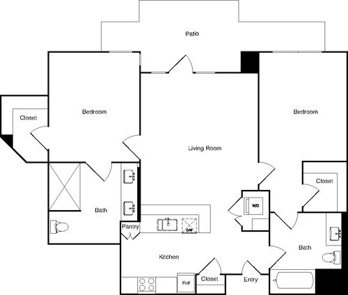 2 beds, 2 baths, 1,045 sqft, $3,279