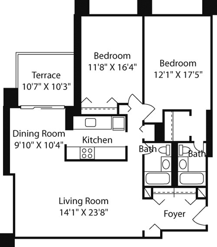 2 beds, 2 baths, 1,280 sqft, $4,365