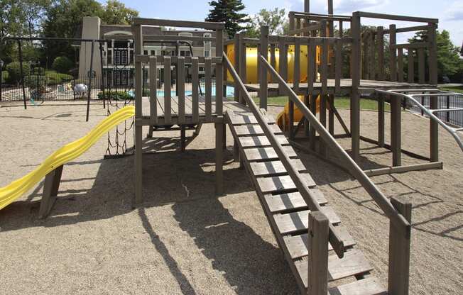 This is a photo of the playground at Village East Apartments in Franklin, OH.