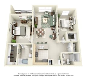 2 beds, 2 baths, 1,074 sqft, $1,959