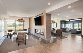Element 25 clubhouse with fireplace and TVs