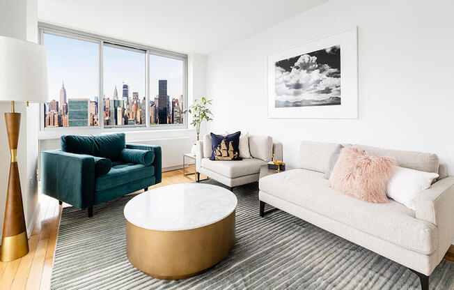 New Modern one bedroom apartment for rent in LIC, Queens with hardwood floors and city views. 