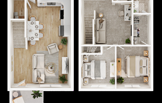 2 beds, 2.5 baths, 1,051 sqft, $1,350, Unit 3660-7