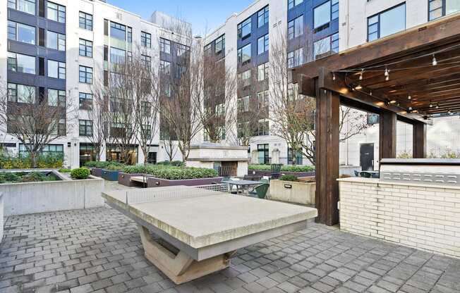 Outdoor Patio Area at The Parker Apartments in Portland, OR 97209