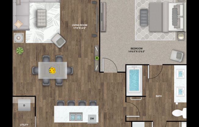 1 bed, 1 bath, 802 sqft, $1,176