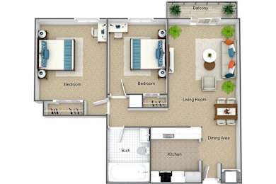 2 beds, 1 bath, 816 sqft, $3,265