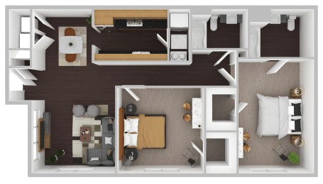2 beds, 2 baths, 977 sqft, $1,369
