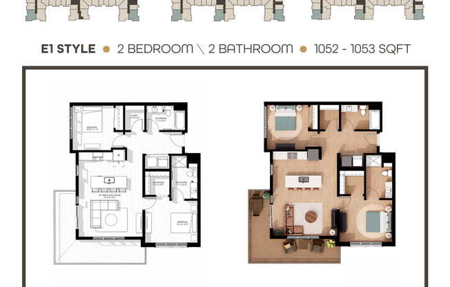 2 beds, 2 baths, 1,052 sqft, $2,645, Unit 200