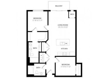 2 beds, 2 baths, 1,048 sqft, $2,630