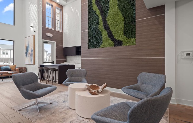 Multi-story clubhouse seating