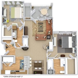 2 beds, 2 baths, 1,102 sqft, $1,534