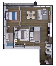 2 beds, 2 baths, 904 sqft, $3,256