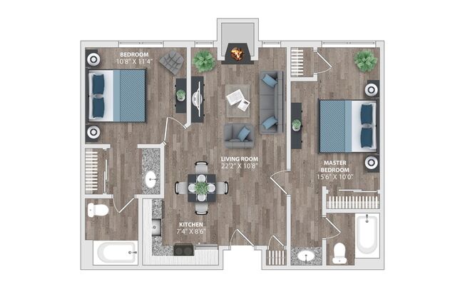 2 beds, 2 baths, 850 sqft, $1,439, Unit 11-1107