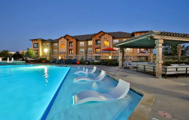 Pool with Immersed Loungers at The Legend, Waco, TX, 76712