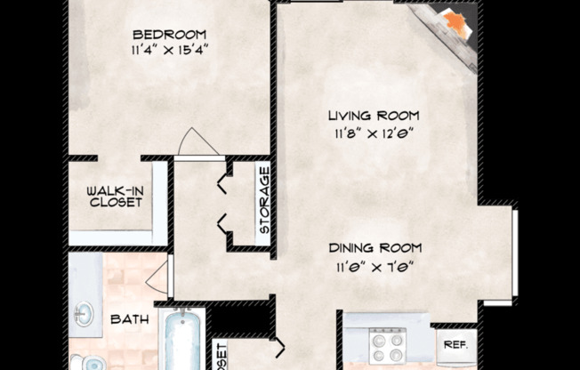 1 bed, 1 bath, 750 sqft, $1,290
