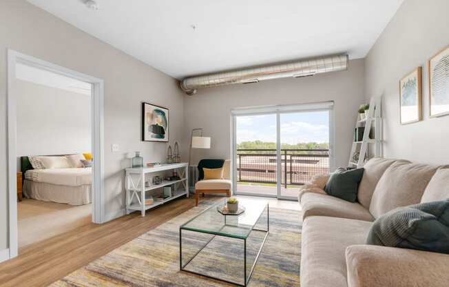 Spacious Living Area With Wood-Style Flooring