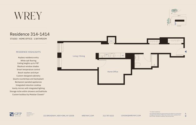 Studio, 1 bath, $5,415, Unit 414